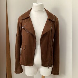 John + Jenn Faux Suede Jacket Brown Lined M New